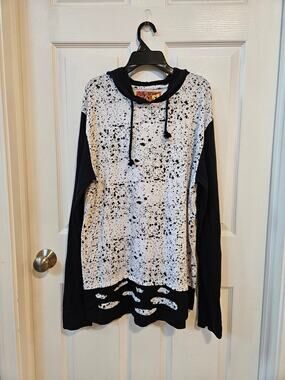 Rolling Paper Hoodie Men’s XL Black White Splatter Graphic Streetwear Cotton